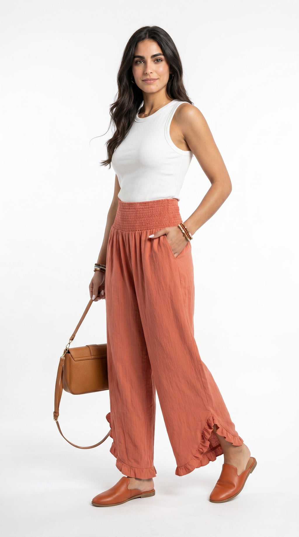 Pantaloni larghi con volant