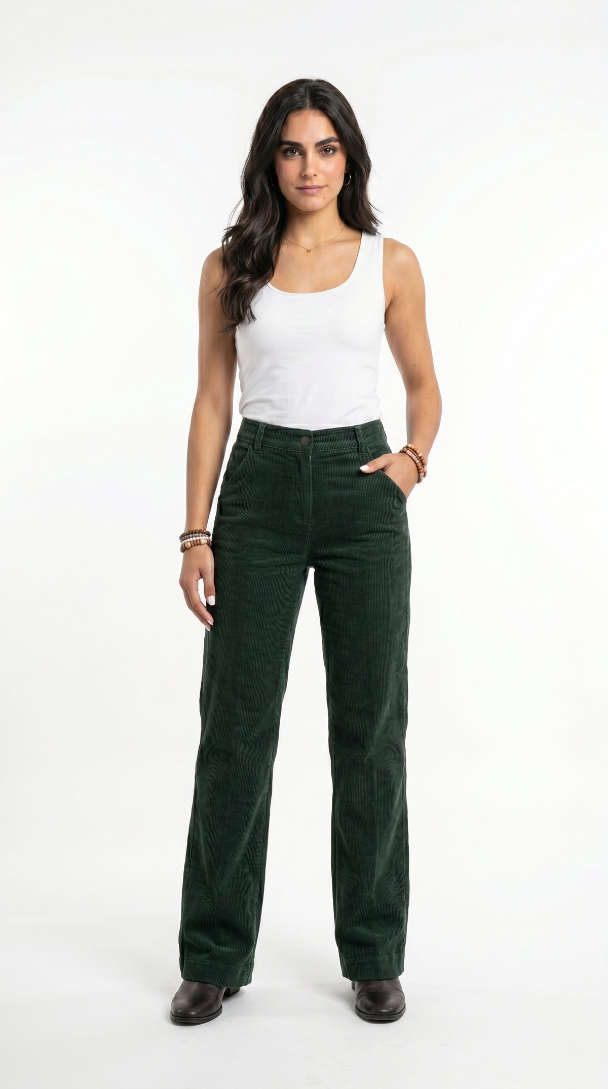 Pantalon évasé en velours côtelé