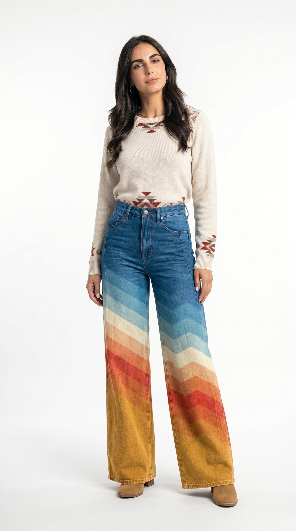 Pantaloni eleganti rétro con motivo a zigzag