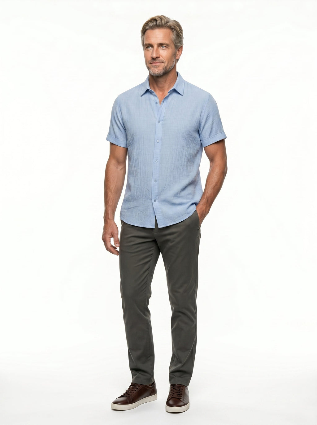 Chemise en lin à manches courtes