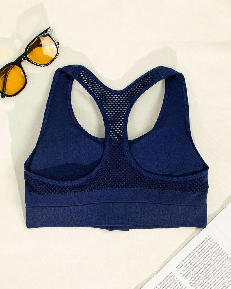 Reggiseno sportivo imbottito senza cuciture con zip