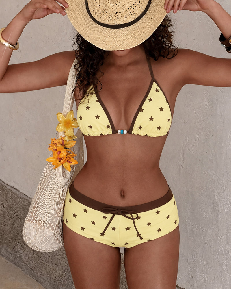 Bikinisett med stripet colorblock-mønster