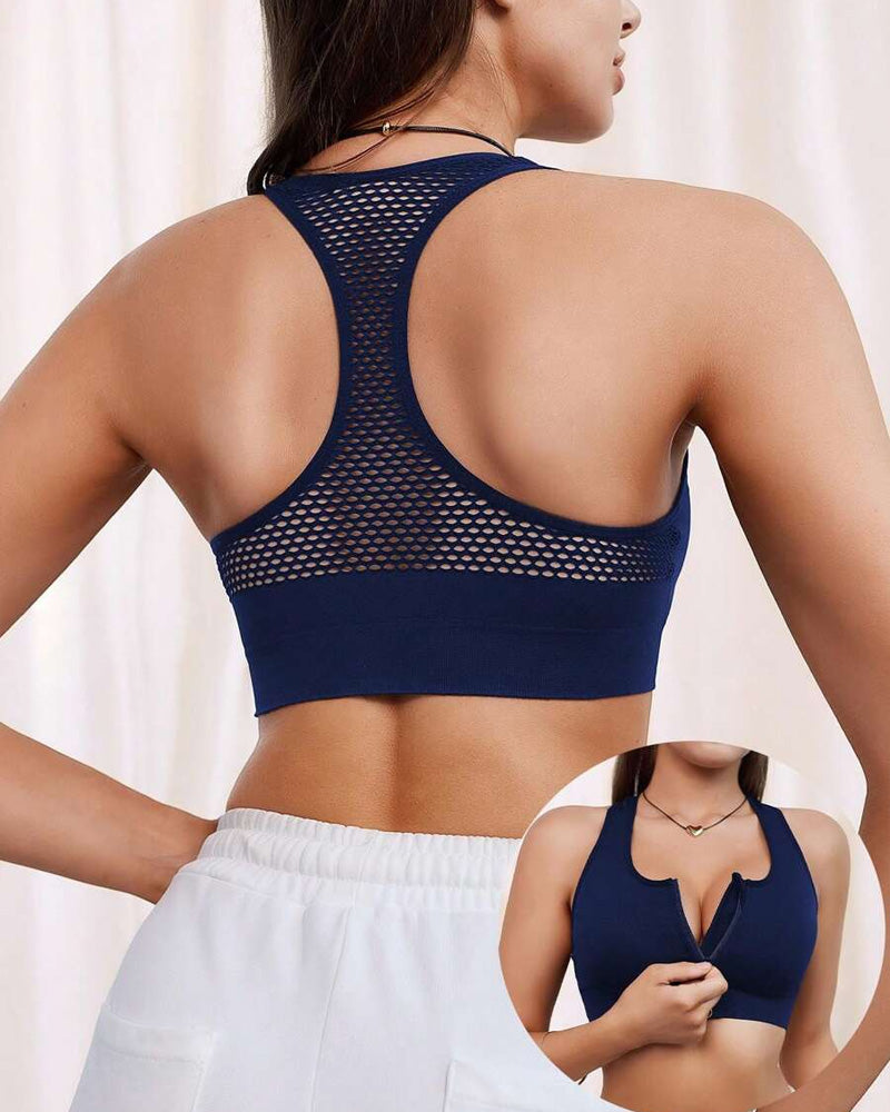 Reggiseno sportivo imbottito senza cuciture con zip