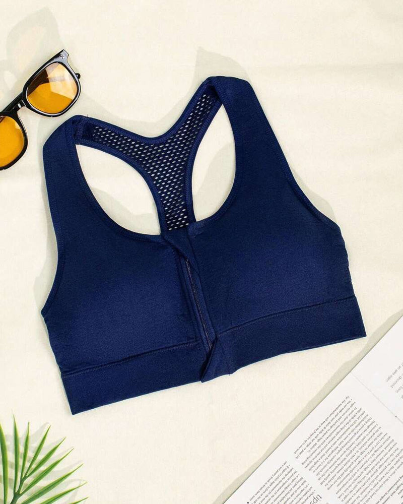 Reggiseno sportivo imbottito senza cuciture con zip