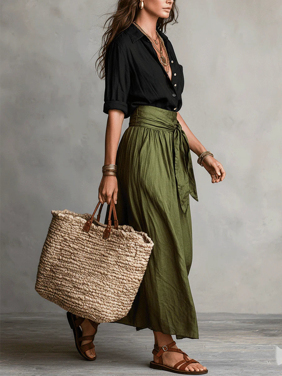 Robe longue élégante et fluide à une épaule