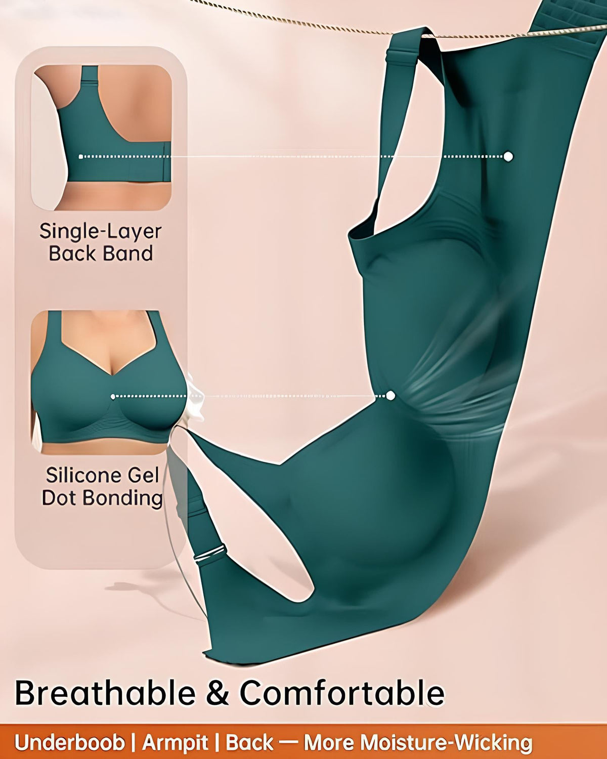 Reggiseno coprente senza ferretto con effetto push-up