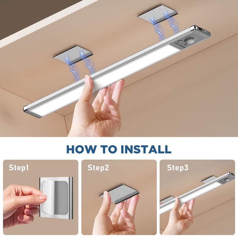 🏆 Oferta Imperdible -50% 🔥 Iluminación de 3 Colores con Sensor Inteligente Magnético Recargable Sin Agujeros