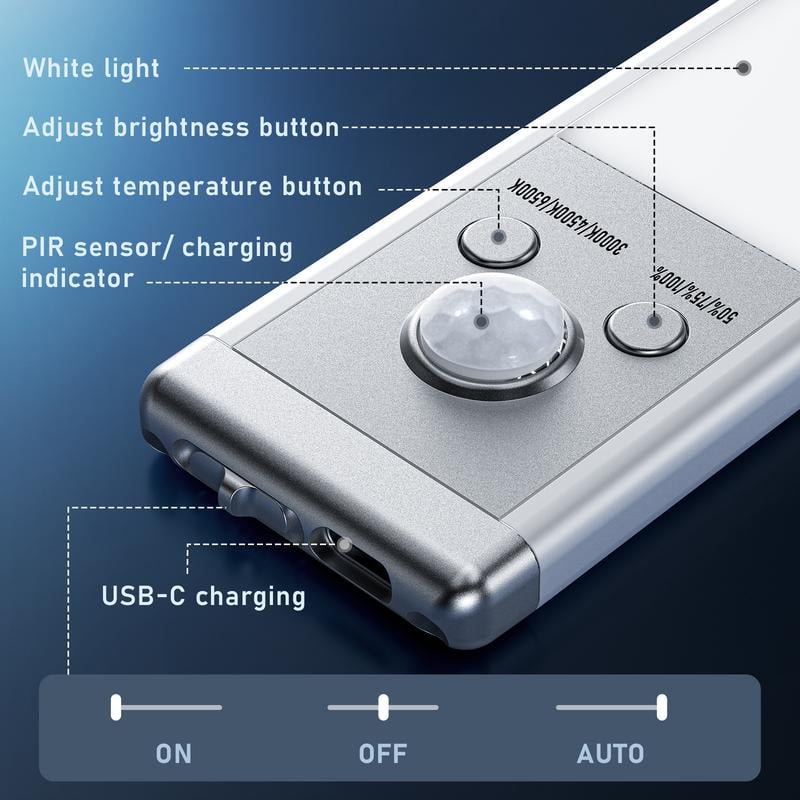 🏆 Oferta Imperdible -50% 🔥 Iluminación de 3 Colores con Sensor Inteligente Magnético Recargable Sin Agujeros
