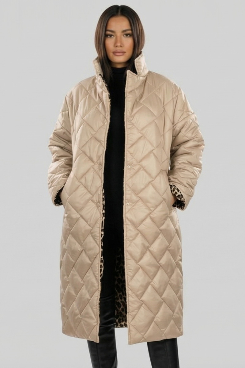 Manteau matelassé réversible léopard