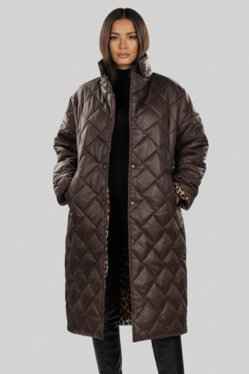 Manteau matelassé réversible léopard