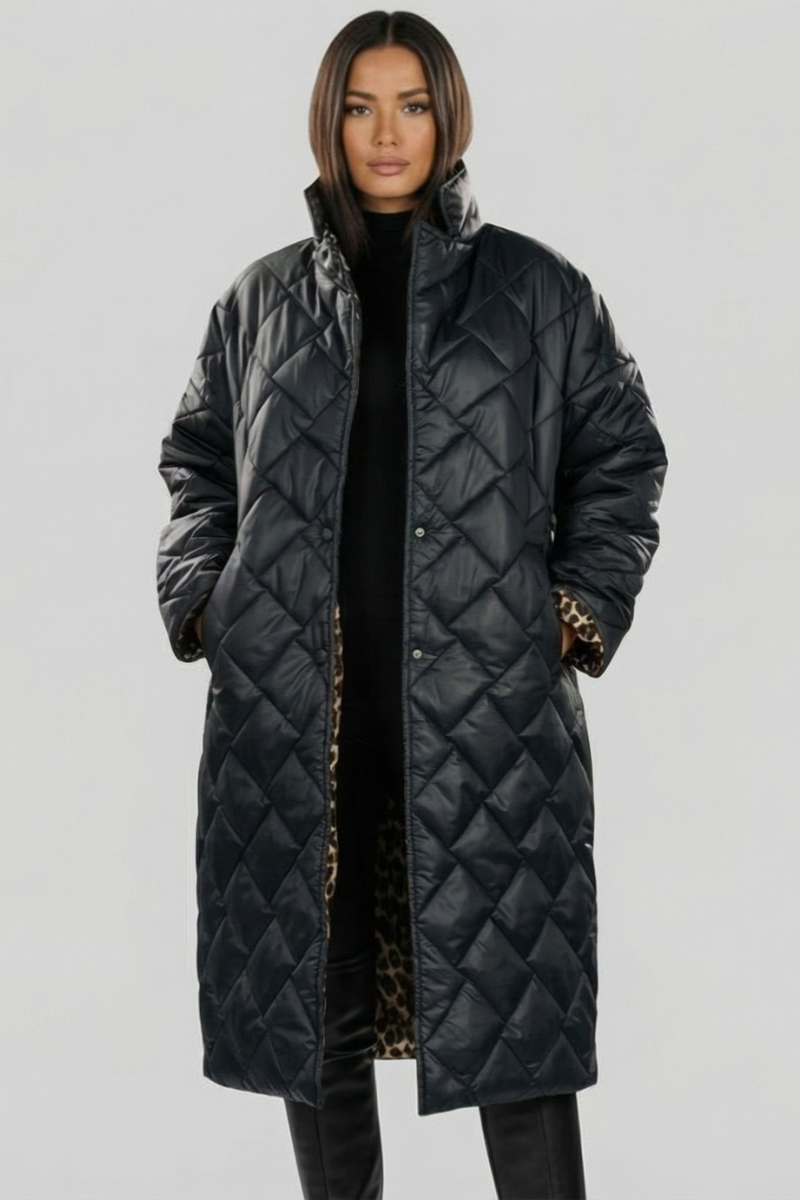 Manteau matelassé réversible léopard