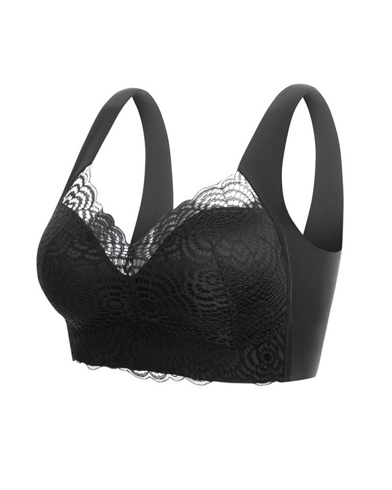 Reggiseno senza cuciture in pizzo traforato per seno abbondante