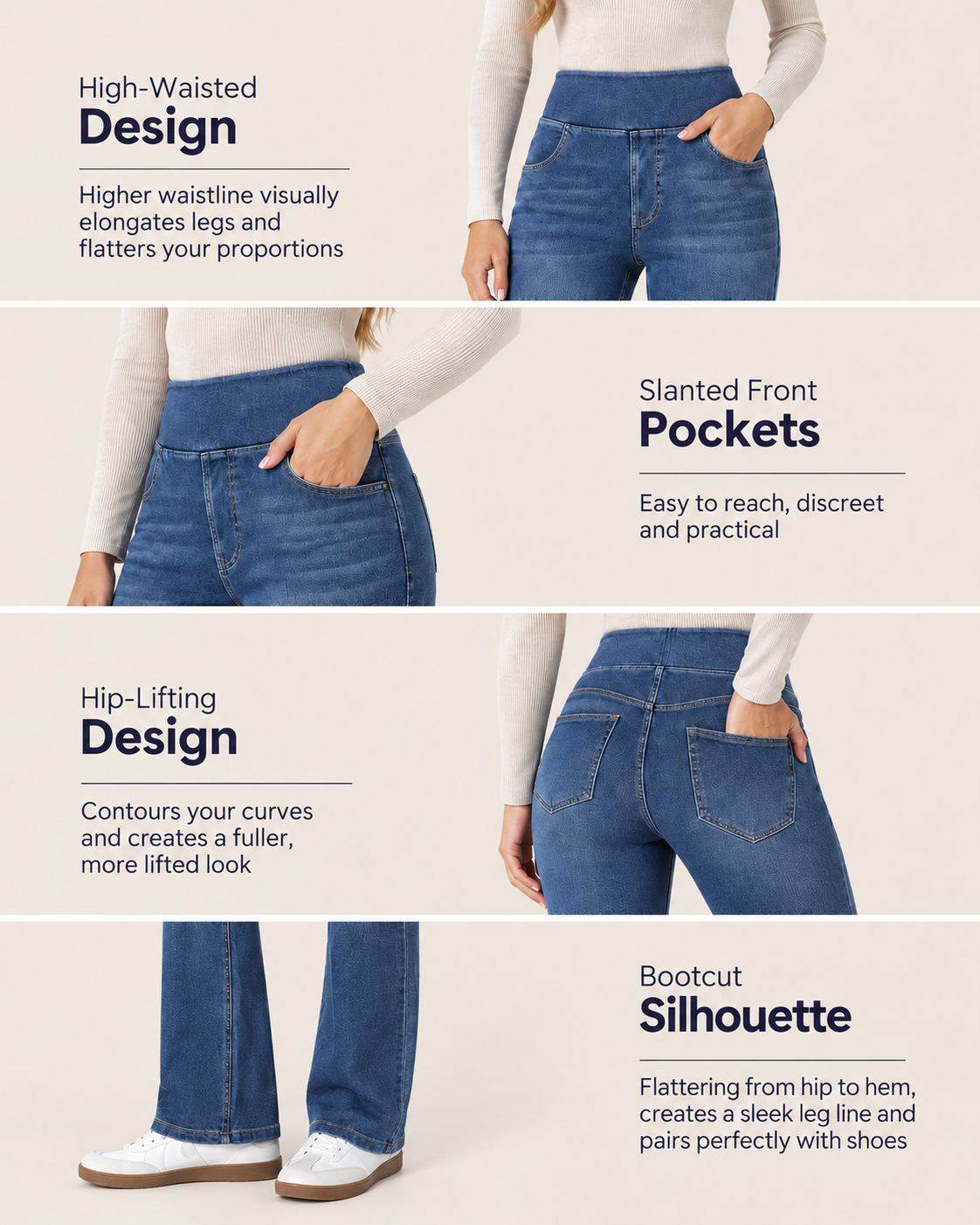Jeans bootcut sbiaditi a vita alta