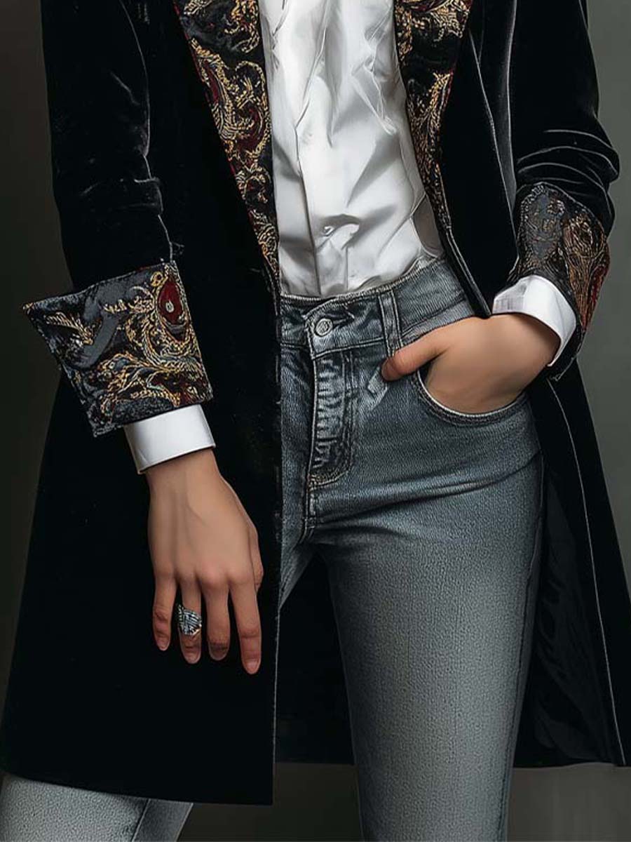 Blazer entallat amb estampat barroc negre