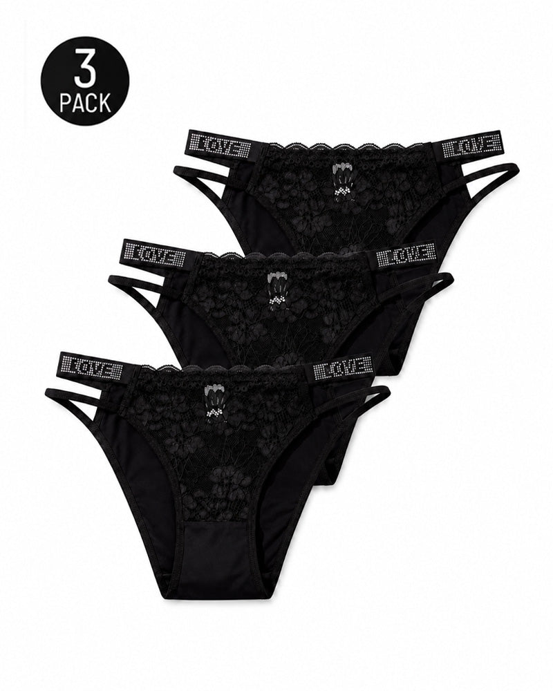 Lot de strings sexy transparents en dentelle avec strass
