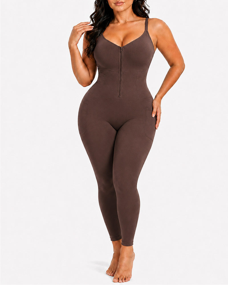 Faja integral de tallatge fàcil amb tancament frontal de cremallera, sense costures i efecte reductor de panxa