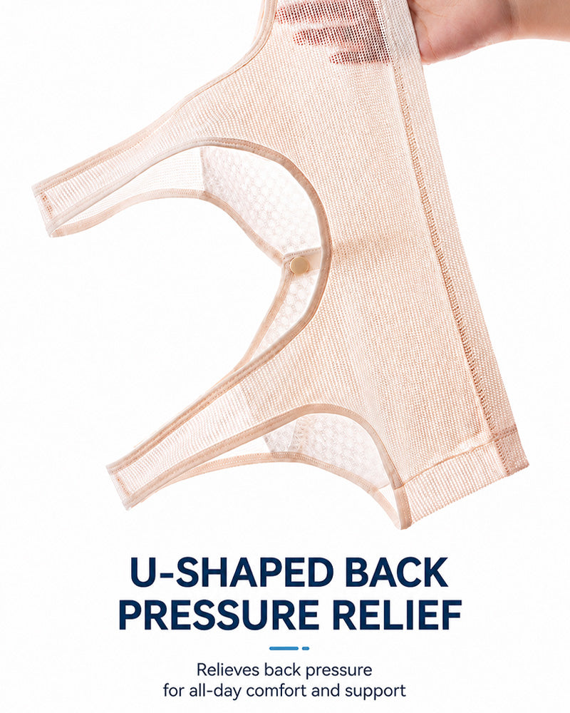 Brassière de sport ultra-fine et respirante en maille, sans coutures ni armatures, à fermeture sur le devant