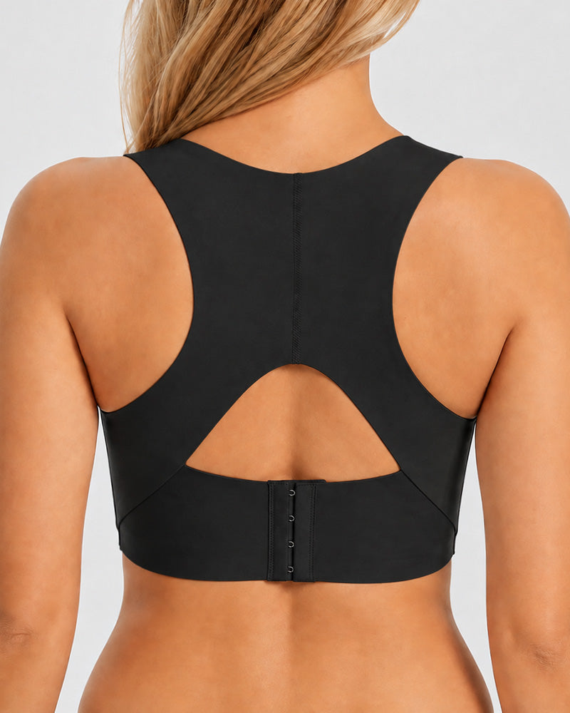 Reggiseno correttore di postura senza cuciture, con schiena incrociata e chiusura frontale