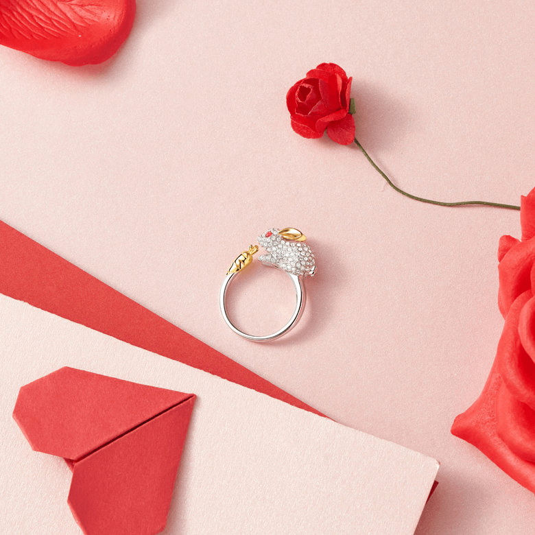 Bague ajustable lapin et carotte