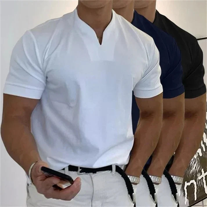 T-shirt traspirante con scollo a V e taglio classico