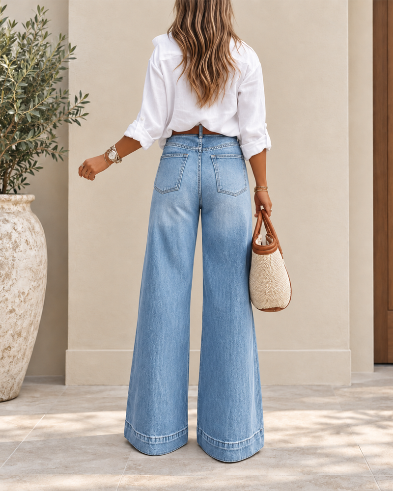Elegante ekstra store jeans med høyt liv
