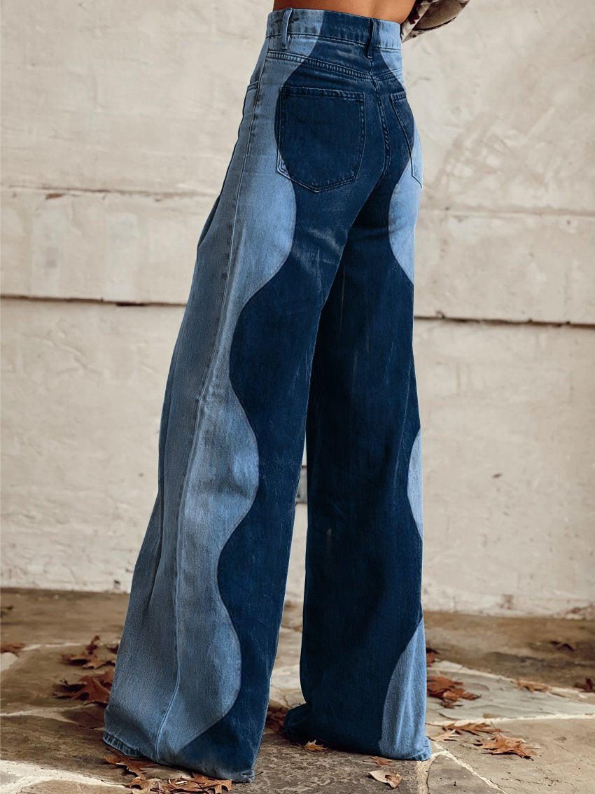 Pantalon bohème vintage bleu marine