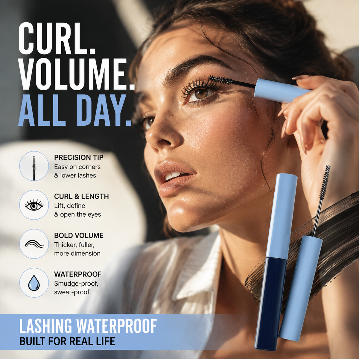 Mascara allongeadora i recurladora waterproof