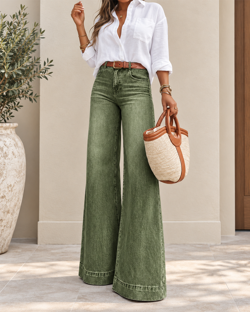 Elegante ekstra store jeans med høyt liv