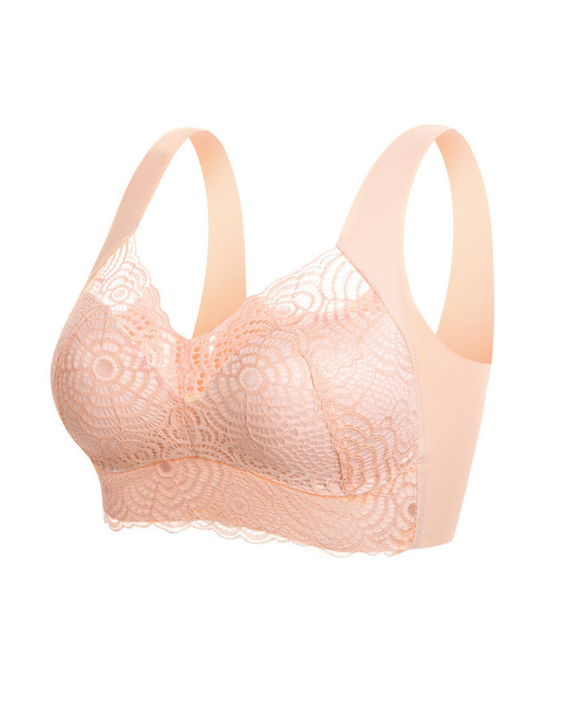 Reggiseno senza cuciture in pizzo traforato per seno abbondante