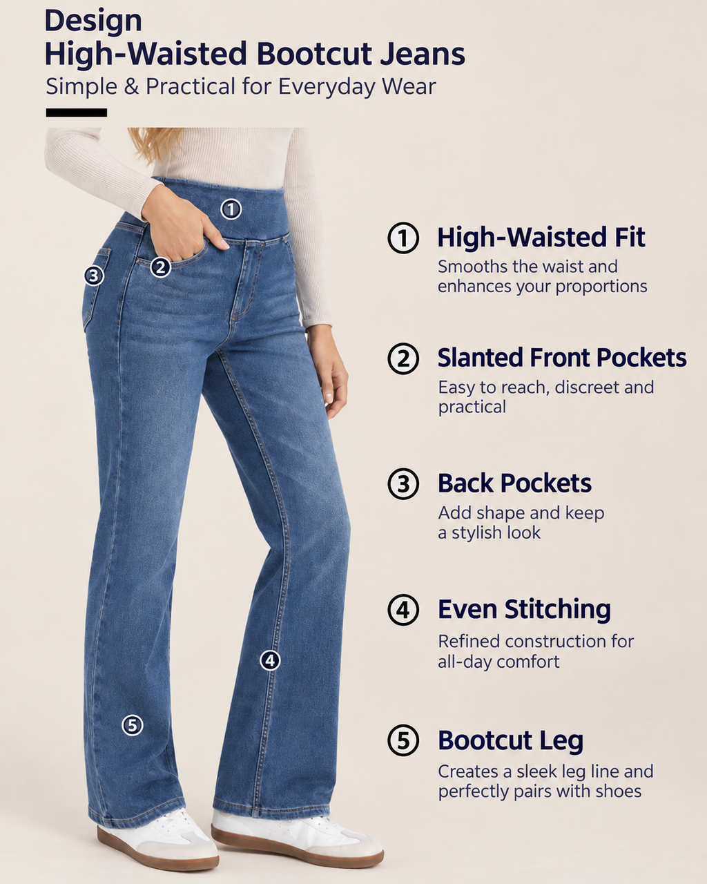 Jeans bootcut sbiaditi a vita alta