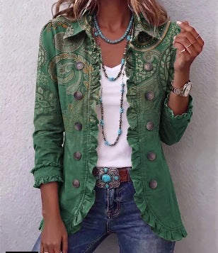 Chaqueta bohemia paisley con volantes
