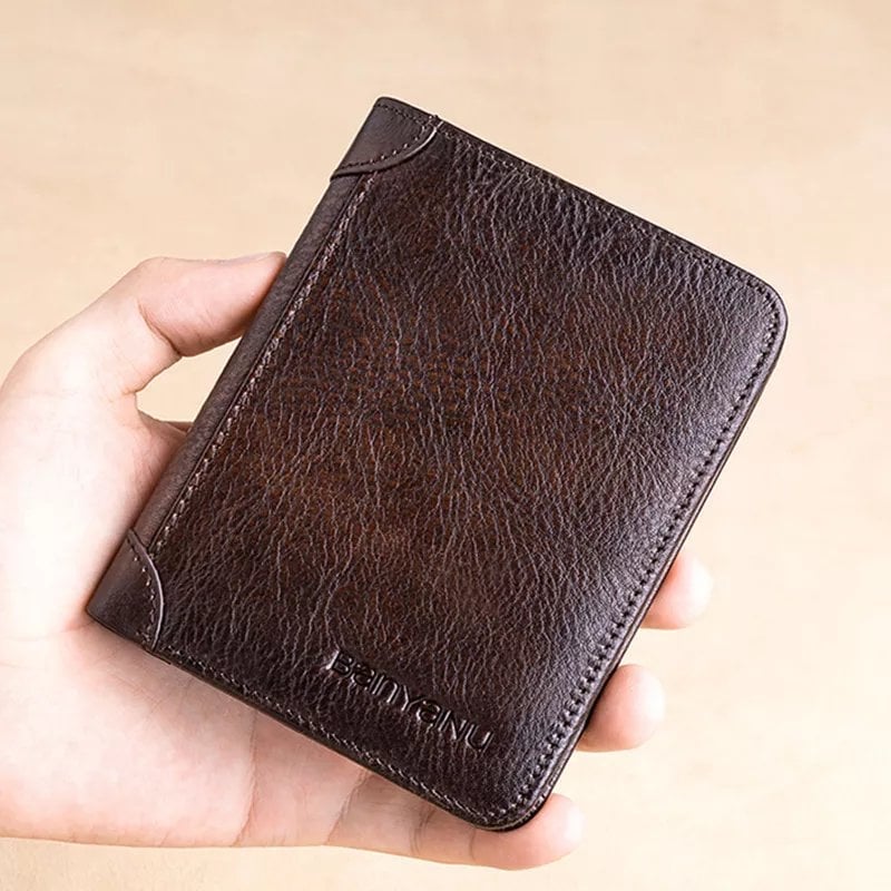 Cartera minimalista de piel con protección RFID para hombre