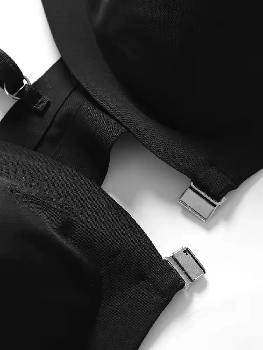 Sujetador sin aros con cierre delantero y tirantes cruzados – Negro