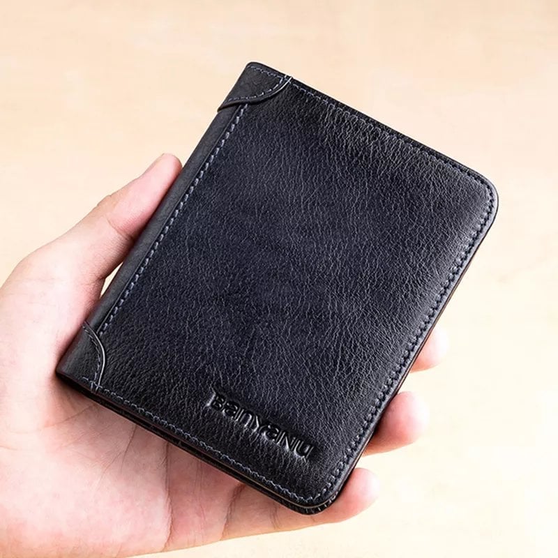 Cartera minimalista de piel con protección RFID para hombre