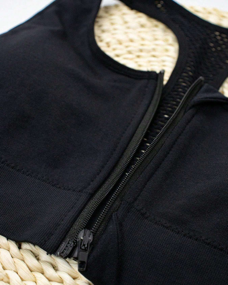 Reggiseno sportivo imbottito senza cuciture con zip