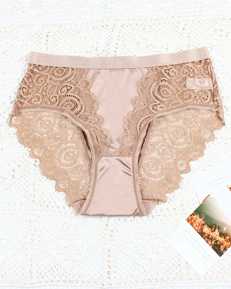 Braguita de talle alto de encaje floral, transpirable y cómoda