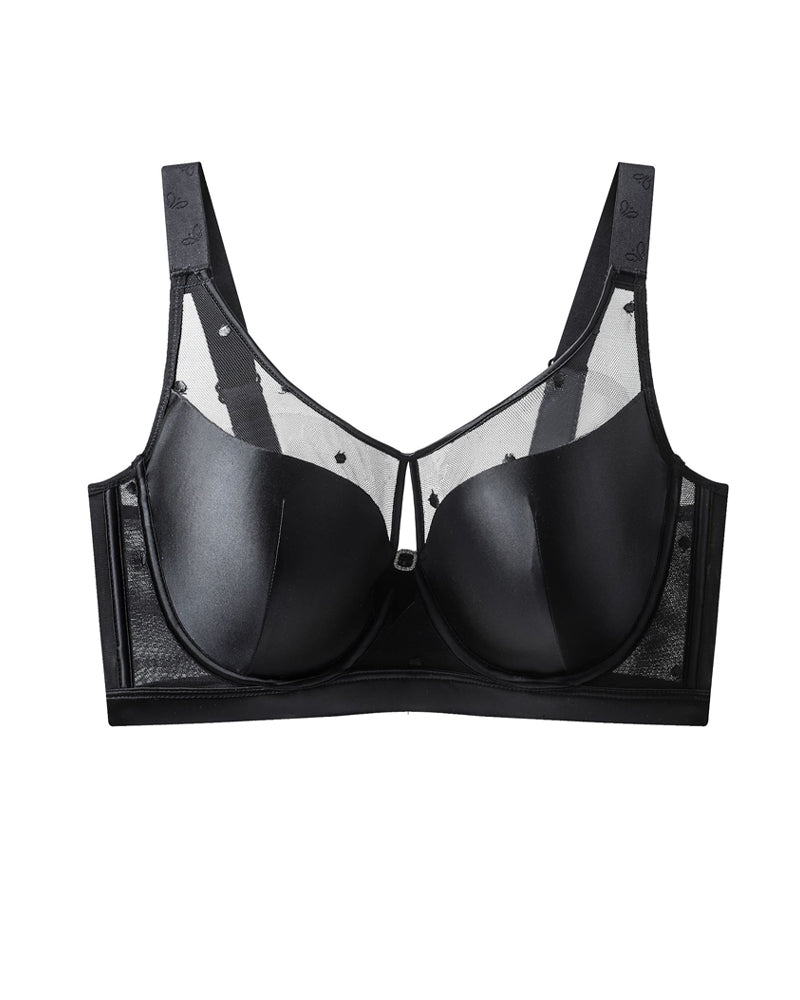 Sujetador push-up con aros de satén y tul talla grande