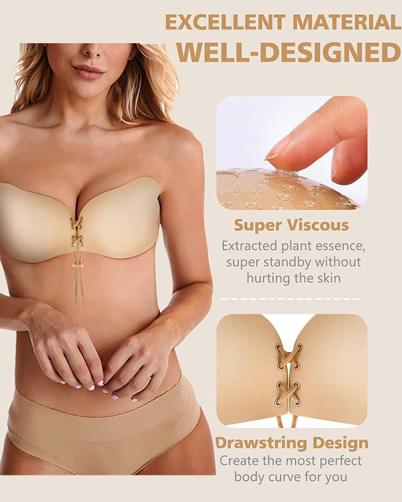 Reggiseno adesivo senza spalline in silicone push-up con laccetti