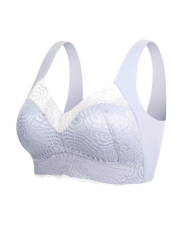 Reggiseno senza cuciture in pizzo traforato per seno abbondante