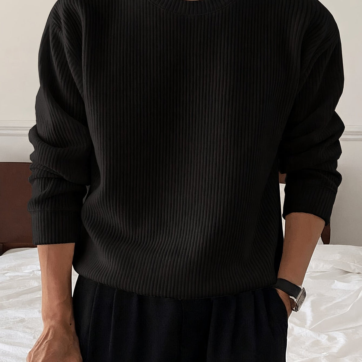 Pull côtelé oversize homme