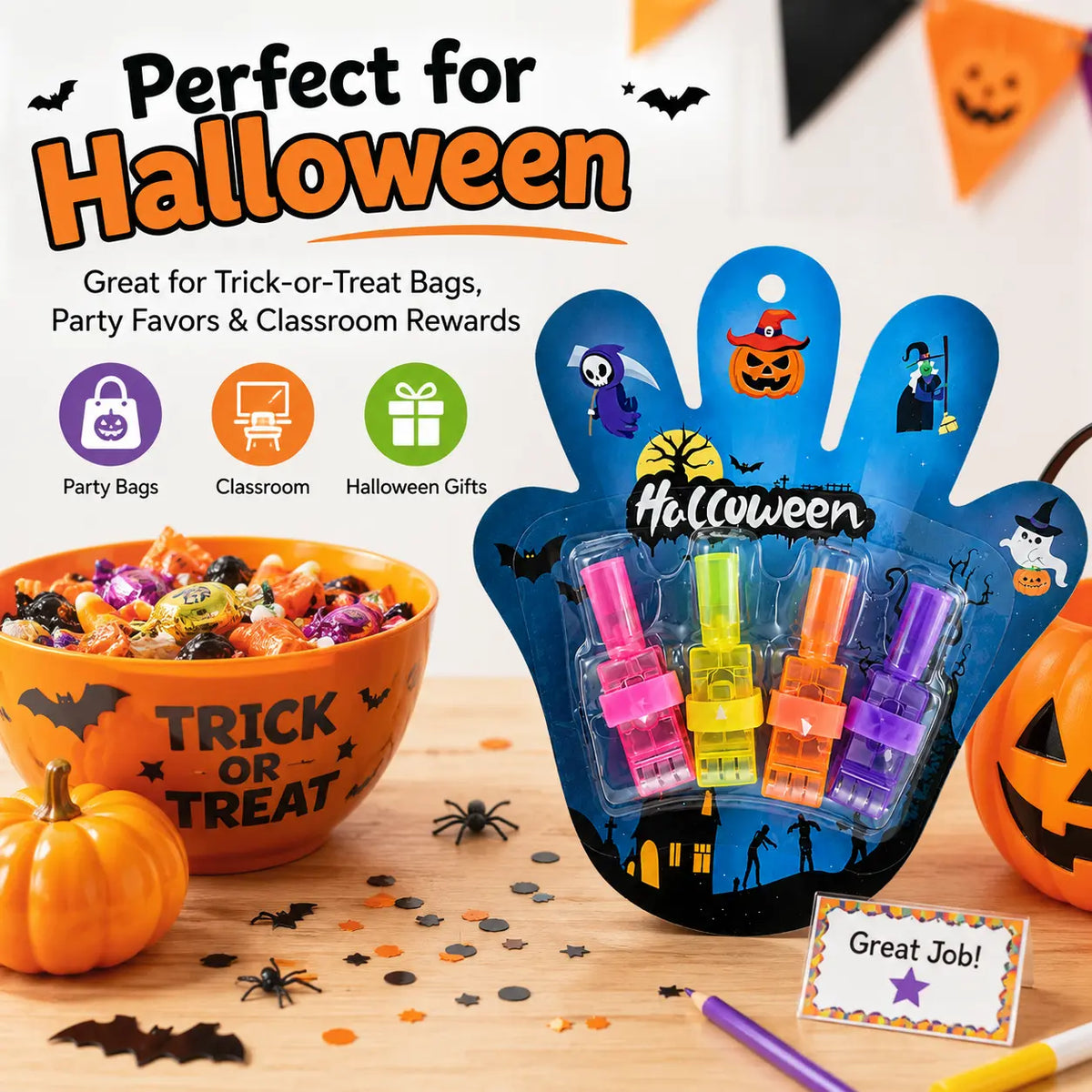12 anelli proiettori per dito a tema Halloween, giocattoli luminosi per dito a LED🔦🎃