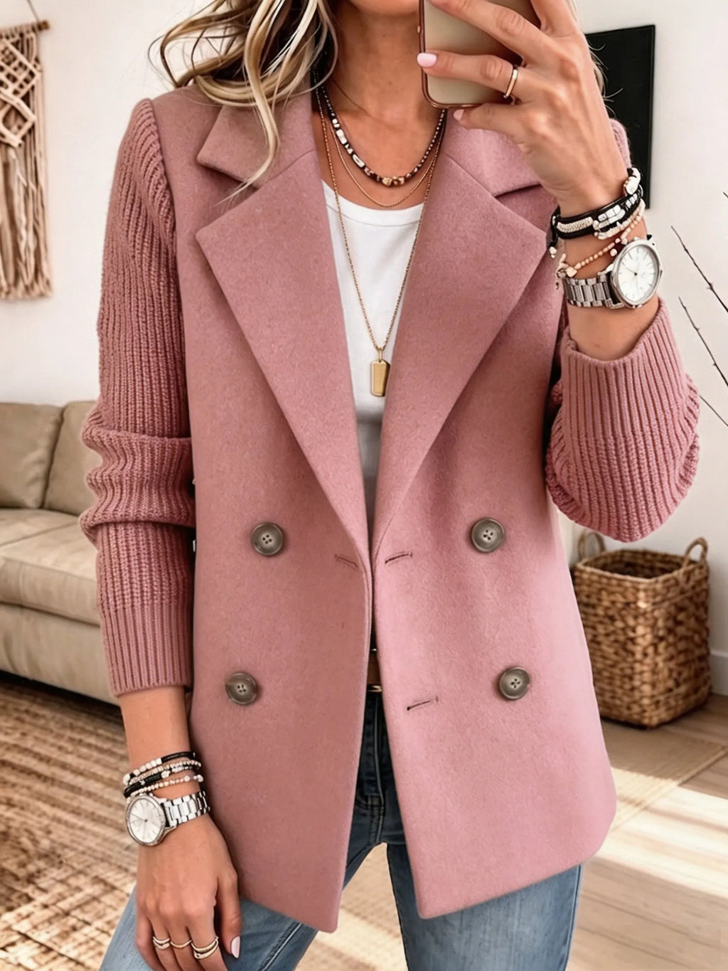 Blazer con maniche in maglia