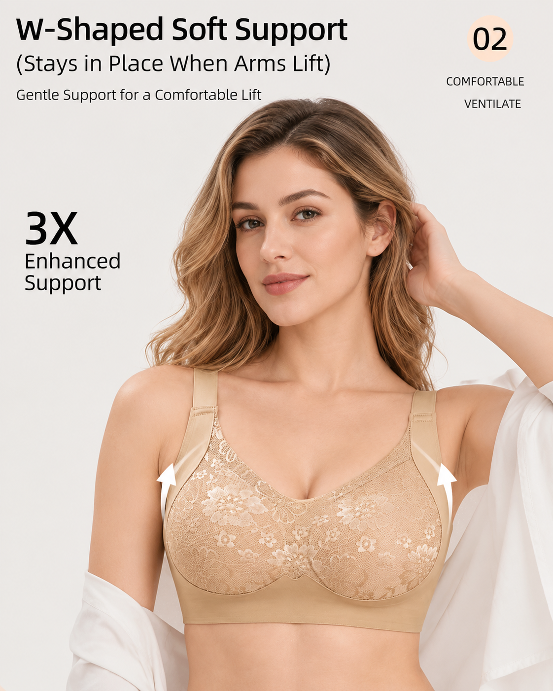 Pack de 2 sujetadores push-up de encaje sin costuras y transpirables