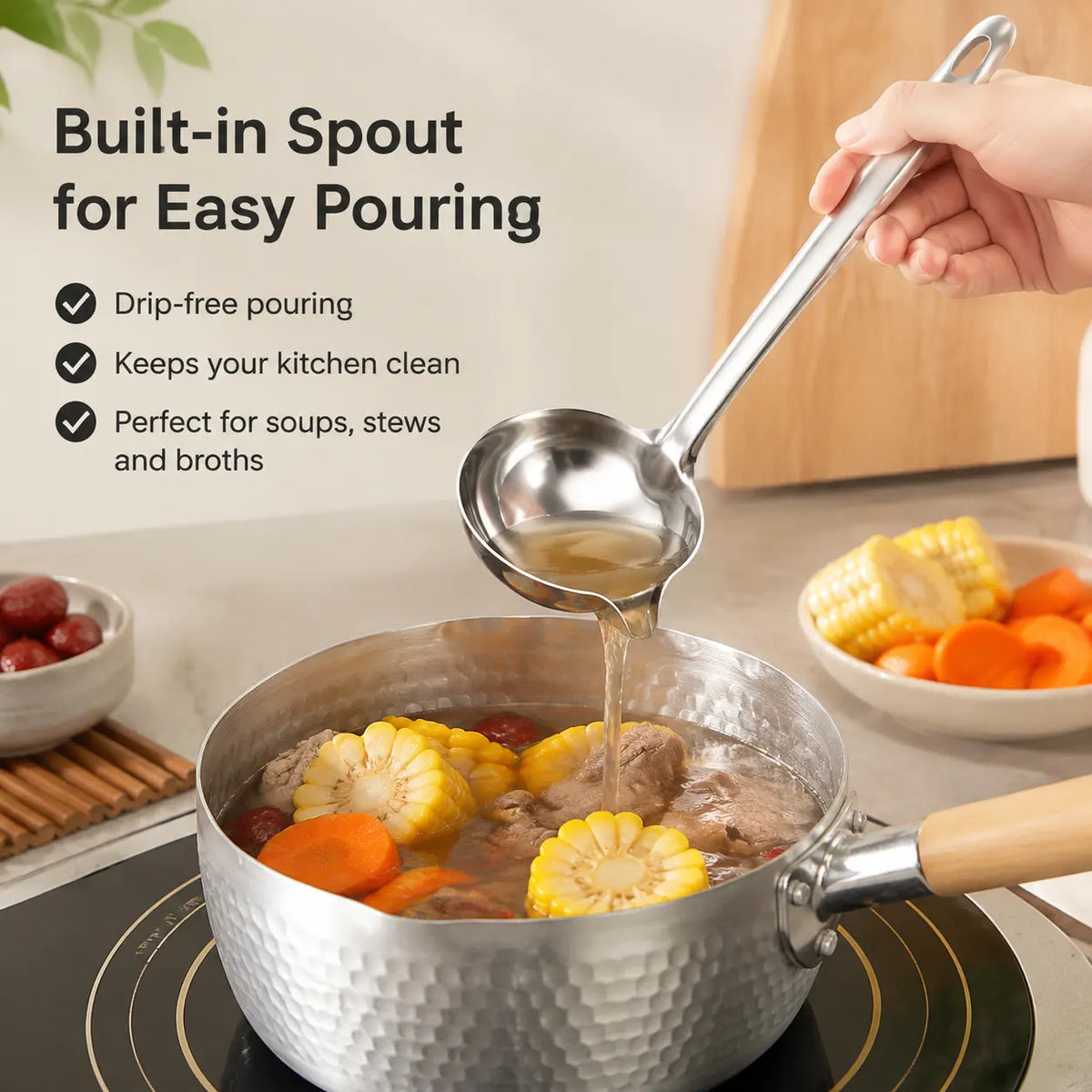 2-pakning oljeskiller i rustfritt stål, speilpolert overflate 🥄