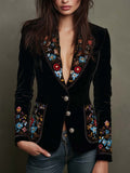 Blazer brodé floral multicolore