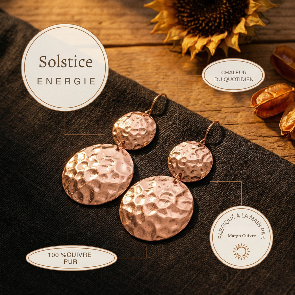 Boucles d'oreilles Solstice en cuivre