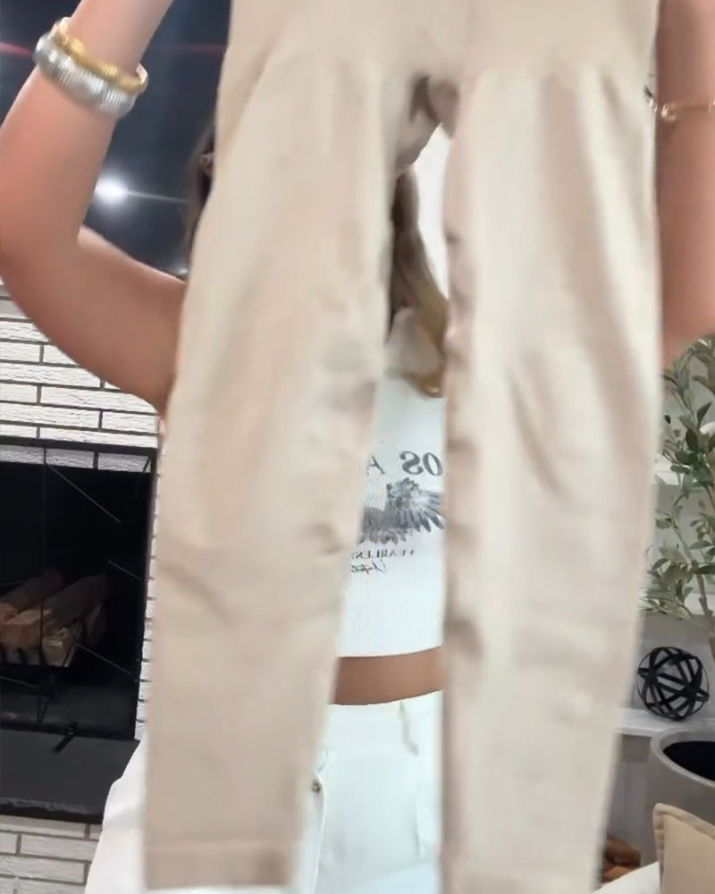 Formende elastiske leggings med høyt liv, magekontroll og hofteløft, usynlige sømmer