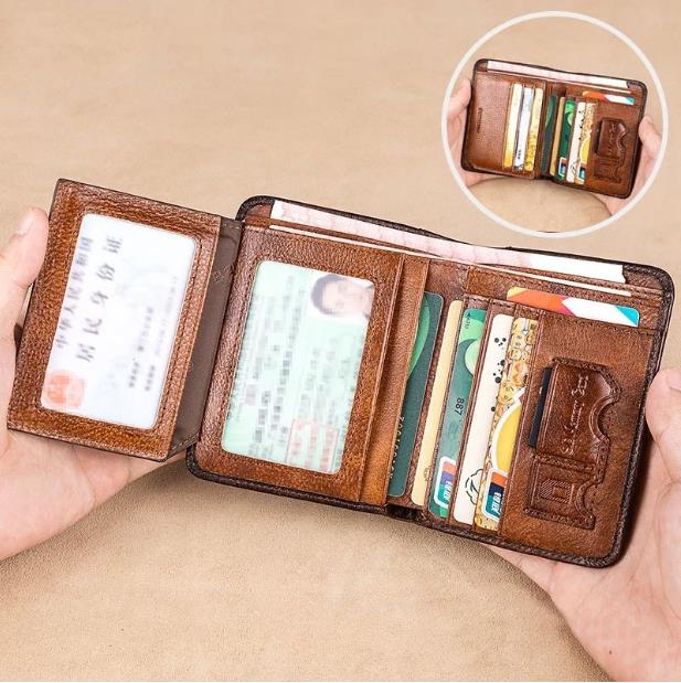 Cartera minimalista de cuir amb protecció RFID per a home