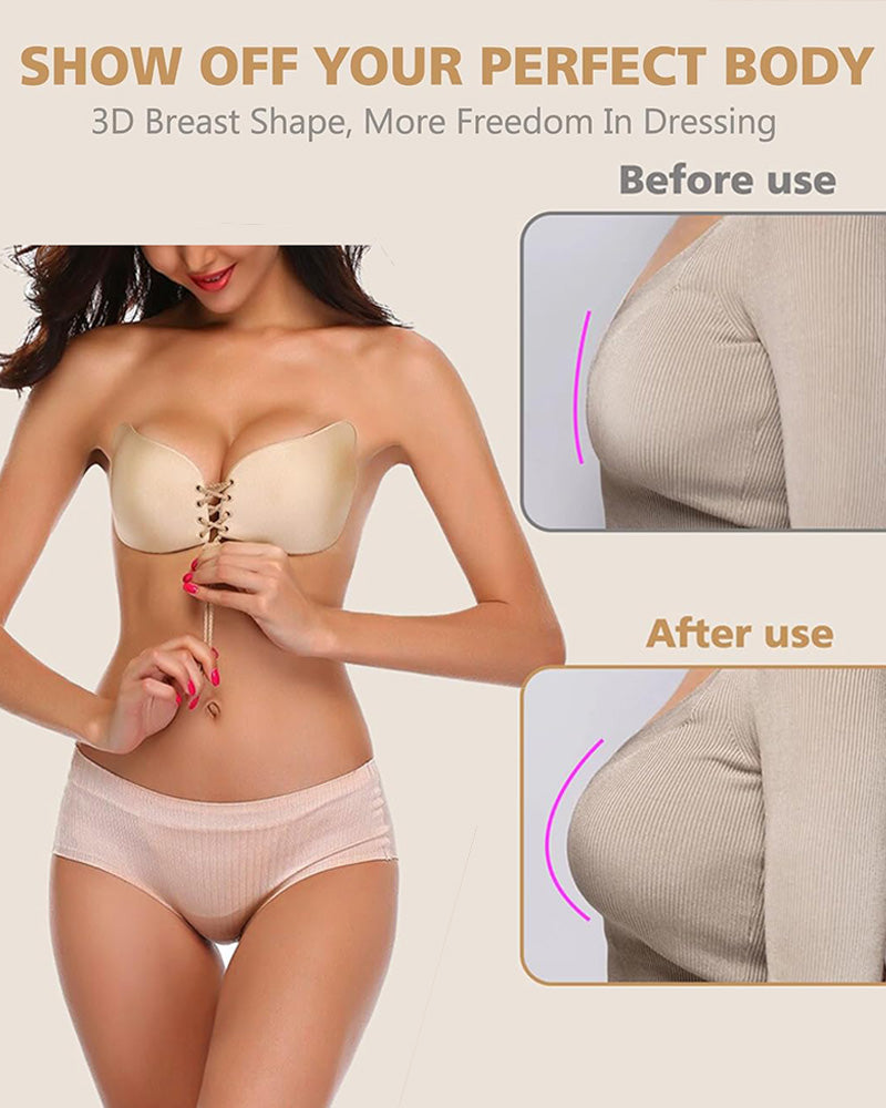 Reggiseno adesivo senza spalline in silicone push-up con laccetti