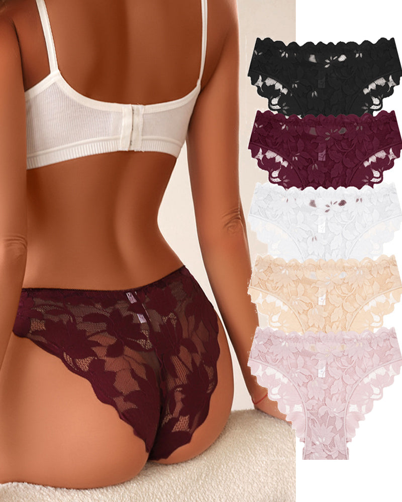 Mutandoni sexy in pizzo floreale e tulle traspirante